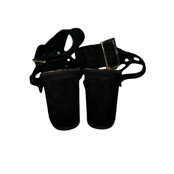 Free People Lina Block Heels Black Suede Ankle Strap Event Cocktail Size 38 - Picture 5 of 9